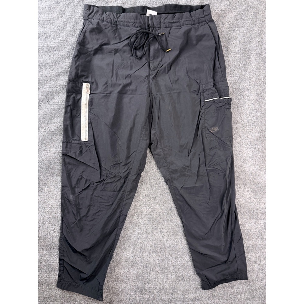 Nike Mens Cargo Pants Size 34 Black Nylon Tactical Streetwear Tapered Cropped G